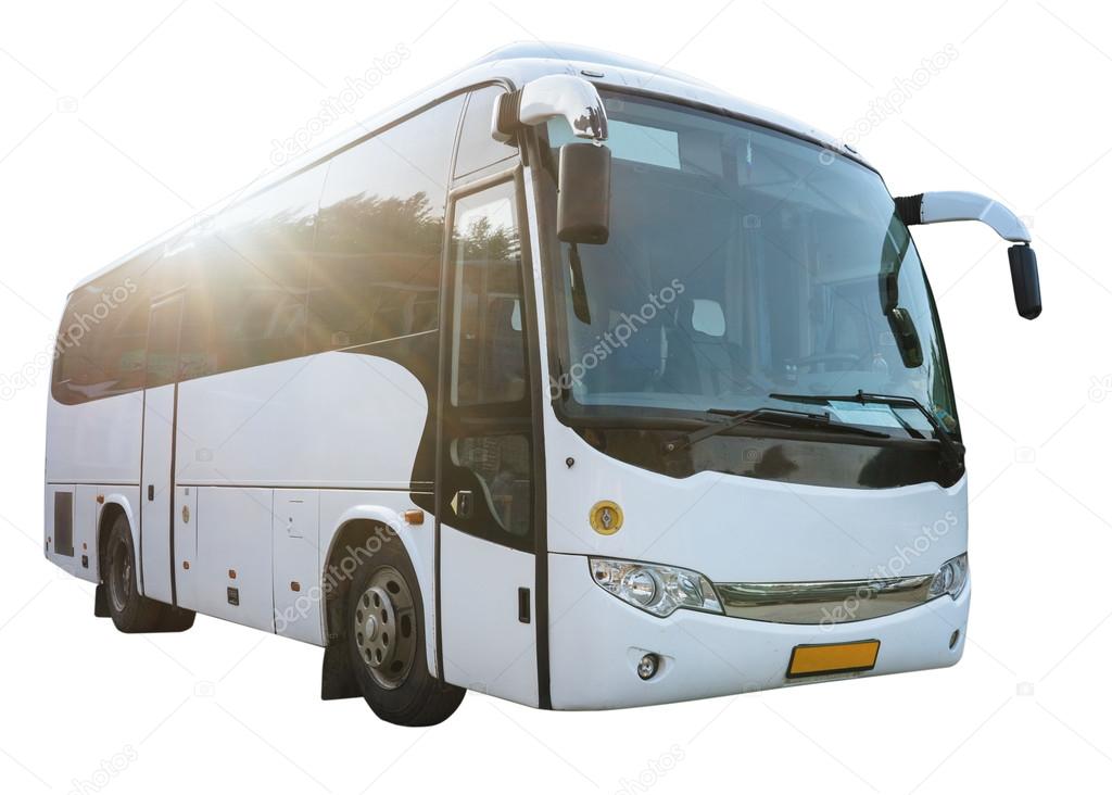 Modern White Bus Isolated on White