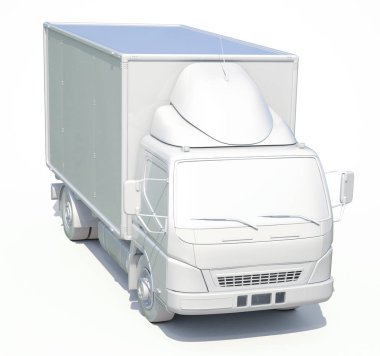 3D beyaz teslimat kamyonu simgesi