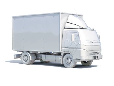 3d White Delivery Truck Icon clipart