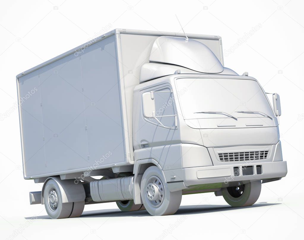 3d White Delivery Truck Icon