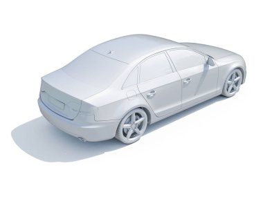3D araba beyaz boş şablon