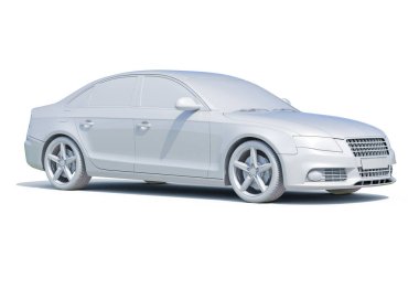 3D araba beyaz boş şablon