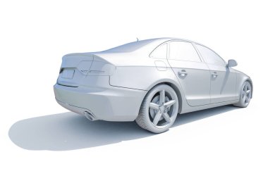 3D araba beyaz boş şablon