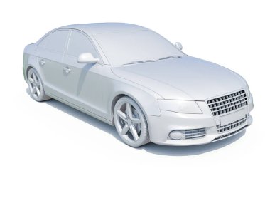 3D araba beyaz boş şablon