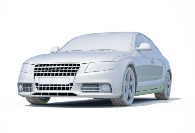 3D araba beyaz boş şablon