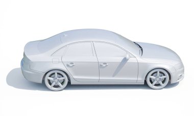 3D araba beyaz boş şablon