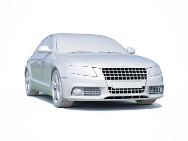 3D araba beyaz boş şablon