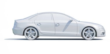 3D araba beyaz boş şablon