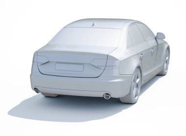 3D araba beyaz boş şablon
