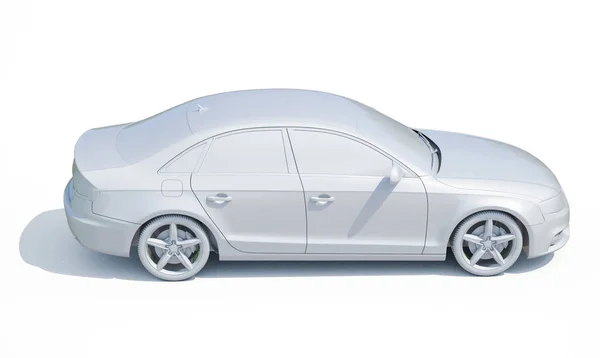 3D samochód biały pustego szablonu — Zdjęcie stockowe