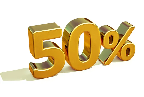 3D guld 50 procent tecken — Stockfoto