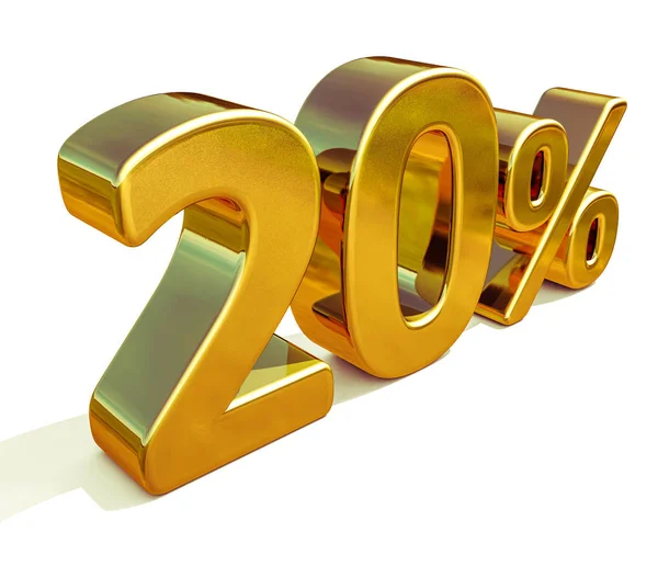 3D arany 20 húsz százalék kedvezmény jele — Stock Fotó