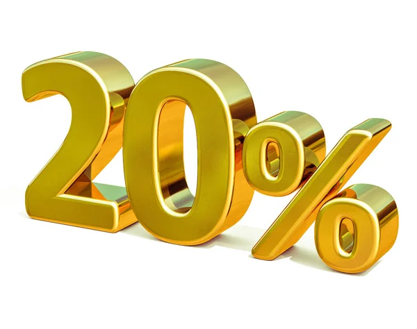 3D gold 20 dwadzieścia procent zniżki znak — Zdjęcie stockowe