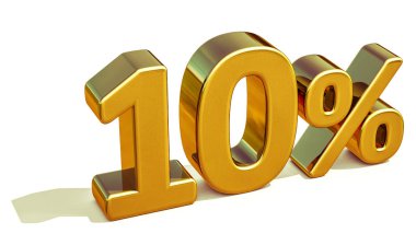 3D altın 10 yüzde on indirim işareti