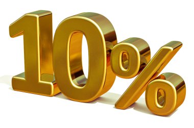 3D altın 10 yüzde on indirim işareti