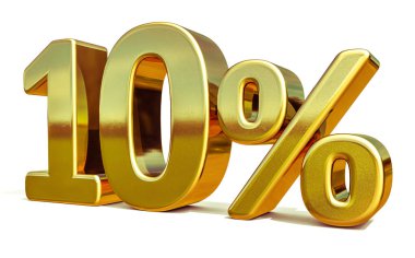 3D altın 10 yüzde on indirim işareti