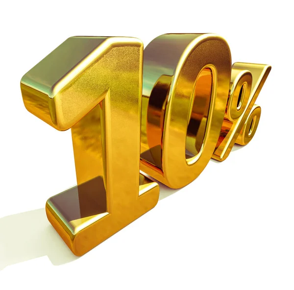 3D-Gold 10 Prozent Rabattschild — Stockfoto