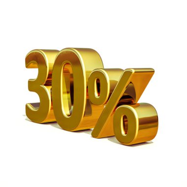 3D altın 30 yüzde otuz indirim işareti
