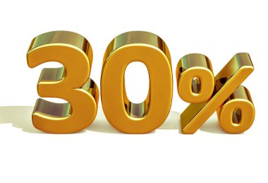 3D altın 30 yüzde otuz indirim işareti