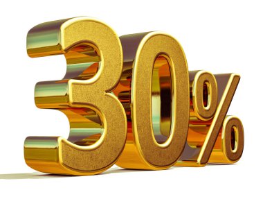 3D altın 30 yüzde otuz indirim işareti