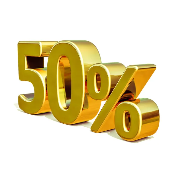 3D guld 50 femtio procent logga — Stockfoto