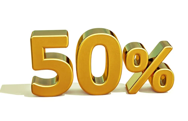 3d Gold 50 Fifty Percent Sign — Stock Photo, Image
