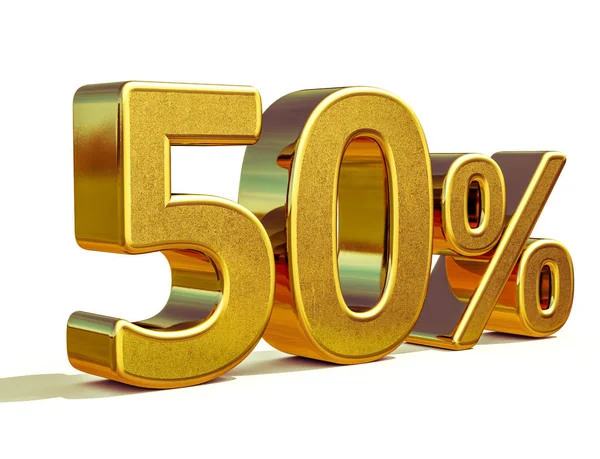 3d Gold 50 Fifty Percent Sign — Stock Photo, Image