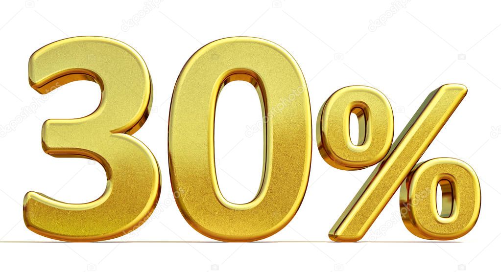 3d Gold 30 Thirty Percent Discount Sign