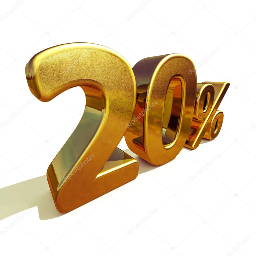 3d Gold 20 Twenty Percent Discount Sign