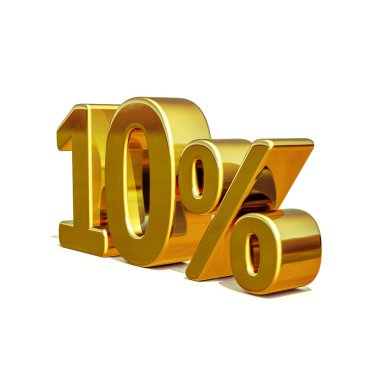 3D altın 10 yüzde on indirim işareti
