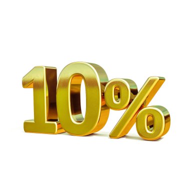 3D altın 10 yüzde on indirim işareti