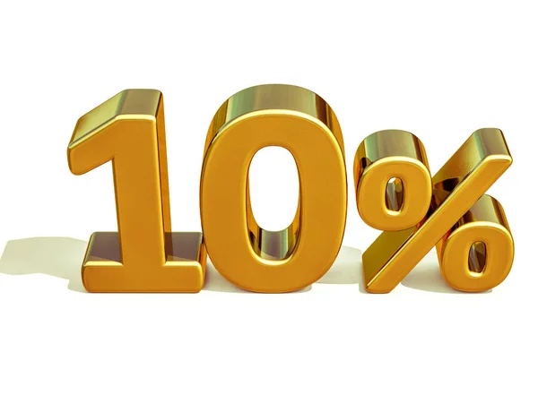 3D gold 10 dziesięć procent zniżki znak — Zdjęcie stockowe