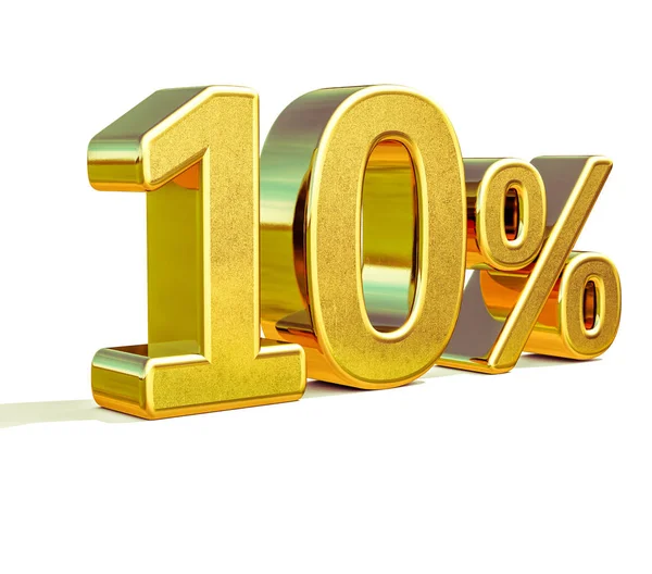 3d ouro 10 dez por cento sinal de desconto — Fotografia de Stock