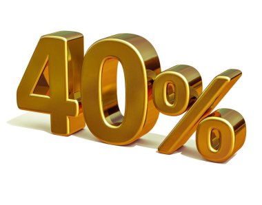 3D altın 40 yüzde 40 indirim işareti