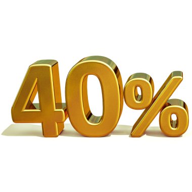 3D altın 40 yüzde 40 indirim işareti