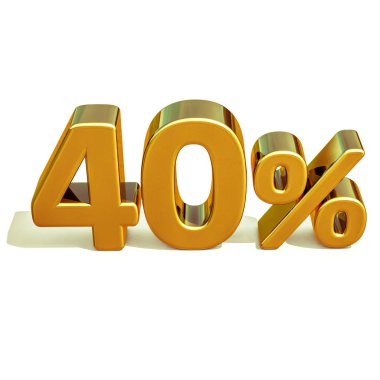 3D altın 40 yüzde 40 indirim işareti