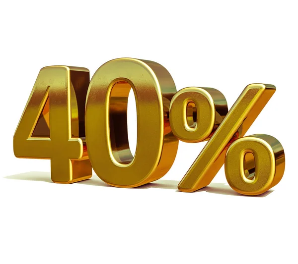 3d Gold 40 Forty Percent Discount Sign — Stock Photo, Image