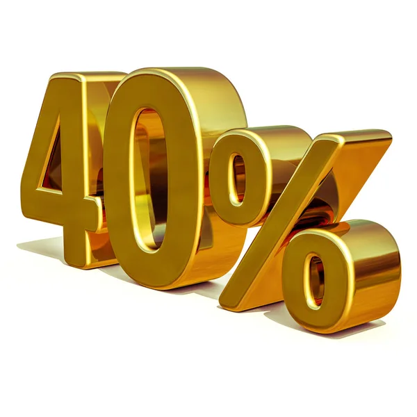 3D guld 40 fyrtio procent rabatt tecken — Stockfoto