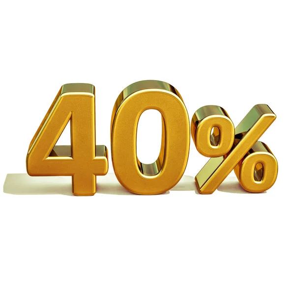 3D guld 40 fyrtio procent rabatt tecken — Stockfoto