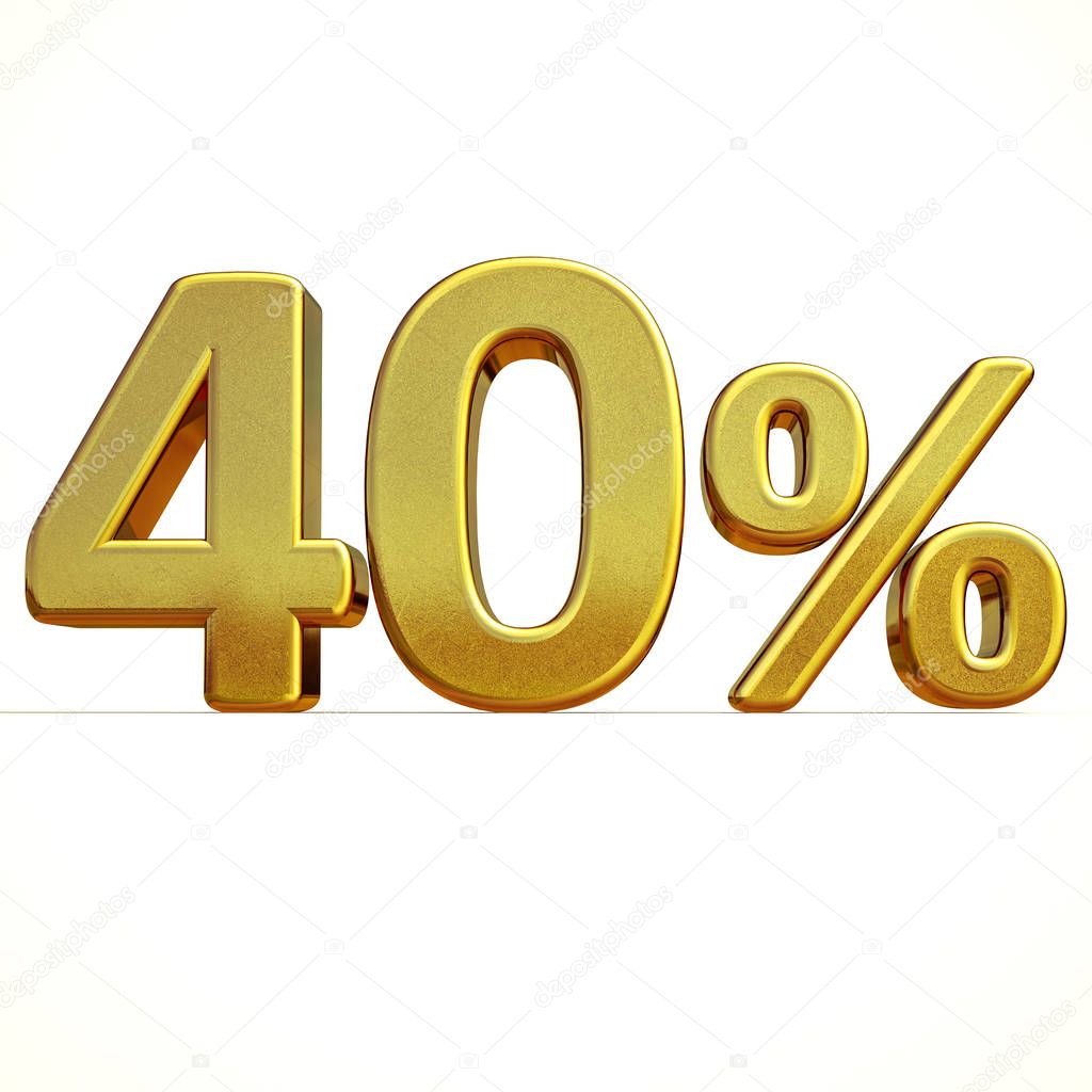 3d Gold 40 Forty Percent Discount Sign