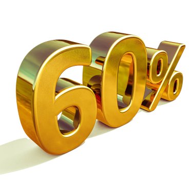 3D altın %60 60 indirim işareti