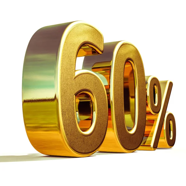 3d Gold 60 Sixty Percent Discount Sign — Stock Photo, Image