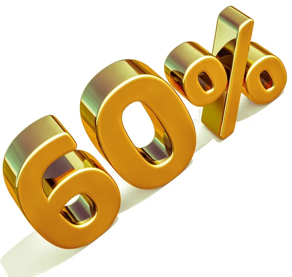 3d Gold 60 Sixty Percent Discount Sign — Stock Photo, Image
