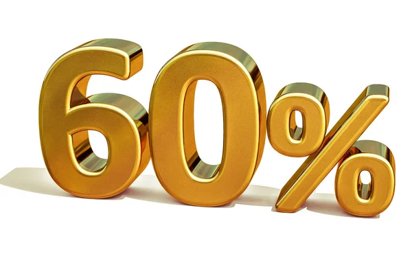 3D guld 60 sextio procent rabatt tecken — Stockfoto