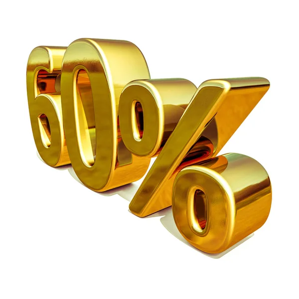 3D guld 60 sextio procent rabatt tecken — Stockfoto