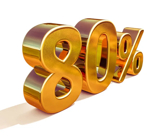 3d Gold 80 Eighty Percent Discount Sign — Stock Photo, Image