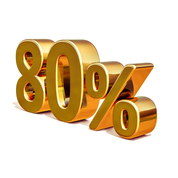 3d Gold 80 Eighty Percent Discount Sign — Stock Photo, Image