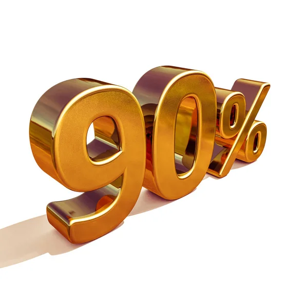 3d Gold 90 Ninety Percent Discount Sign — Stock Photo, Image