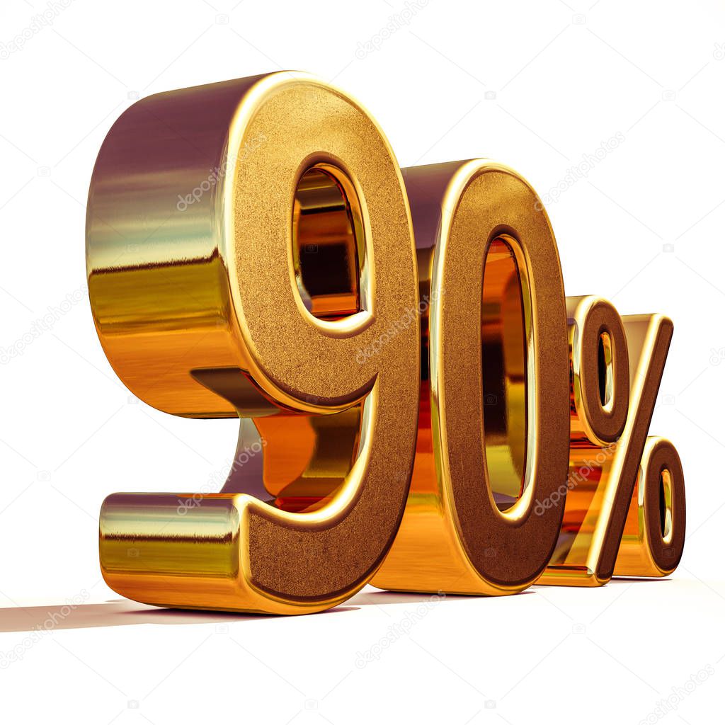 3d Gold 90 Ninety Percent Discount Sign