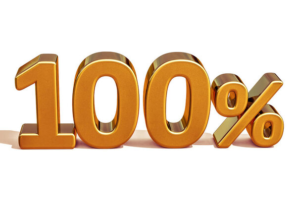 3d Gold 100 Hundred Percent Discount Sign